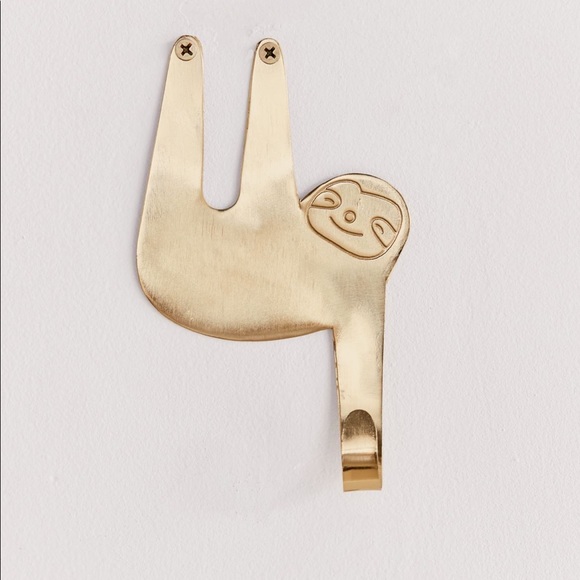 Urban Outfitters Wall Decor Gold Plated Iron Sloth Shaped Wall Hook